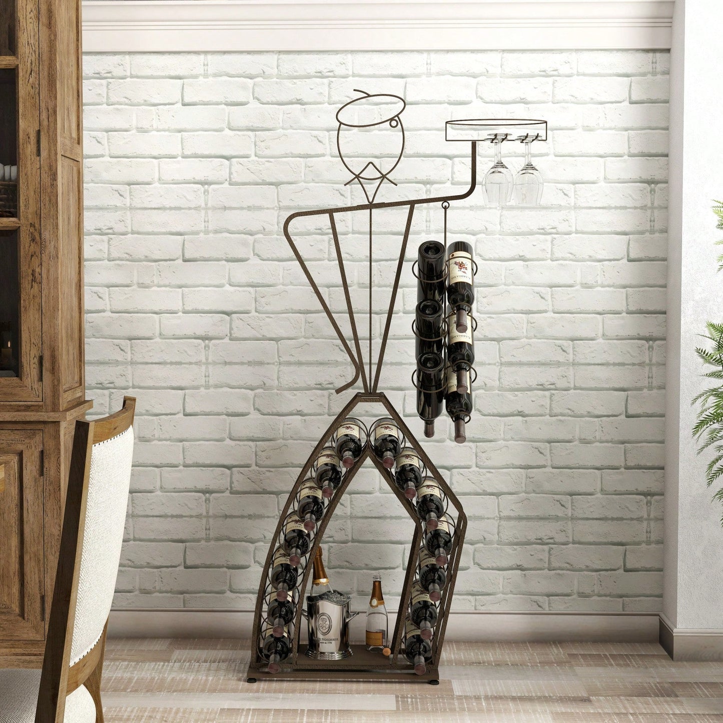 Elegant Rustic Wine Rack with Ample Storage for Home Bar Kitchen or Dining Room