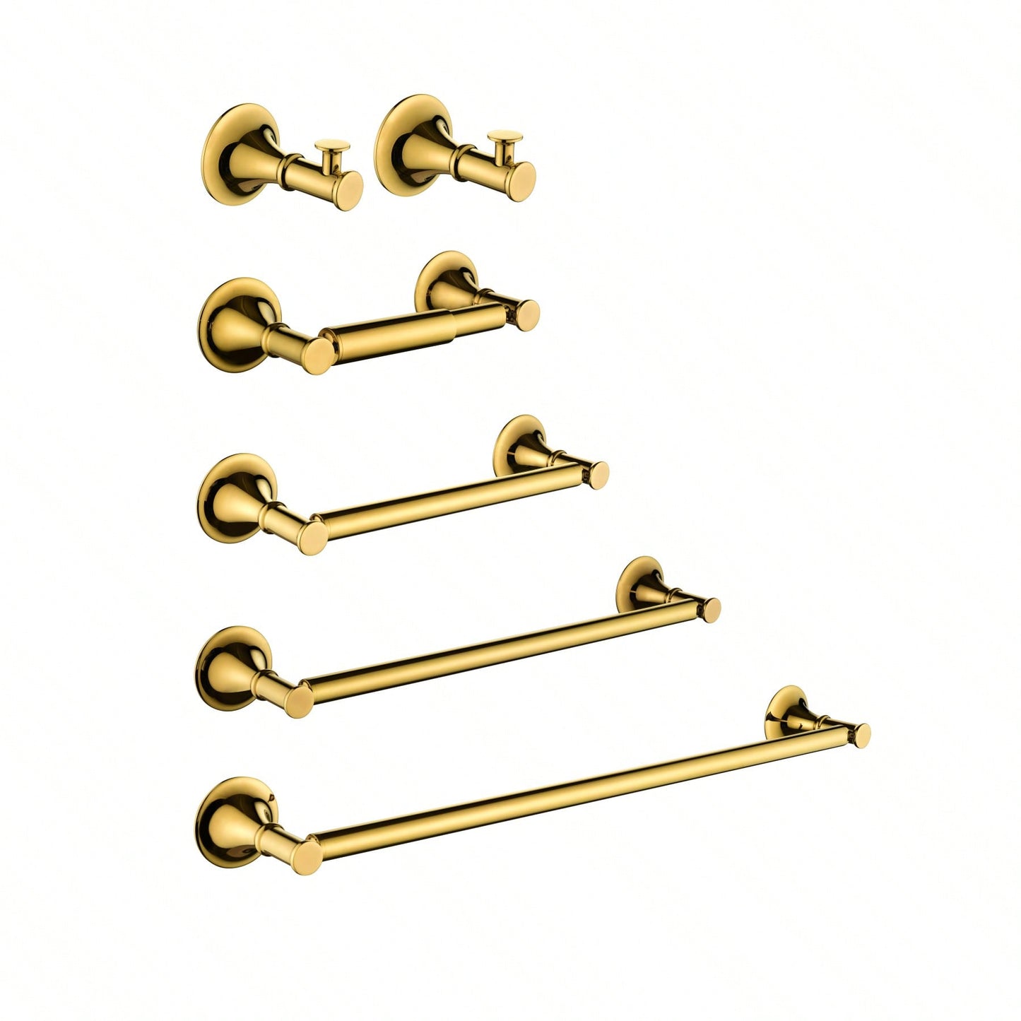 6-Piece Wall Mounted Bathroom Hardware Set with Corrosion-Resistant Finish for Towel Bars and Organization