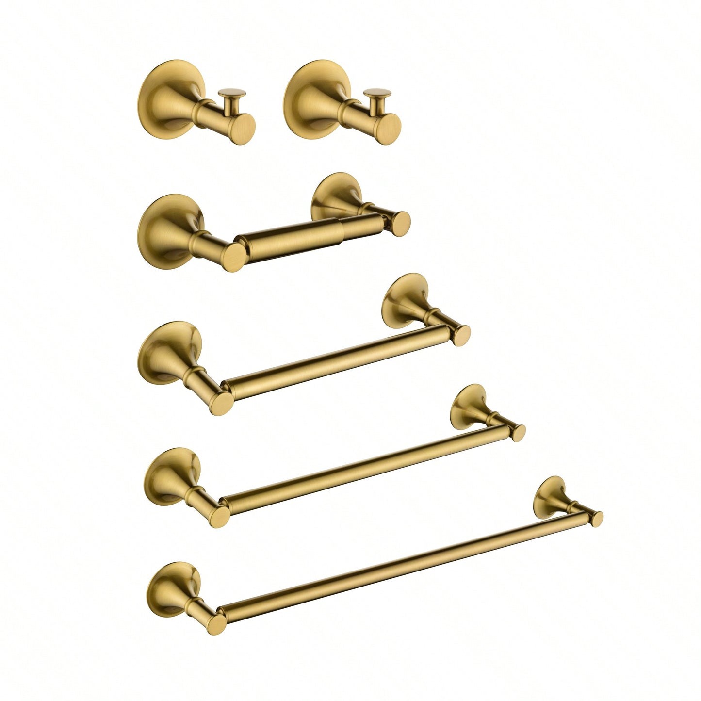 6-Piece Wall Mounted Bathroom Hardware Set with Corrosion-Resistant Finish for Towel Bars and Organization