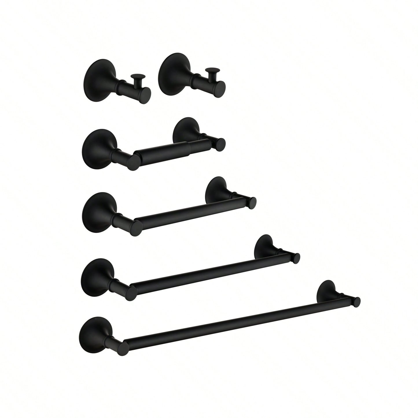6-Piece Wall Mounted Bathroom Hardware Set with Corrosion-Resistant Finish for Towel Bars and Organization
