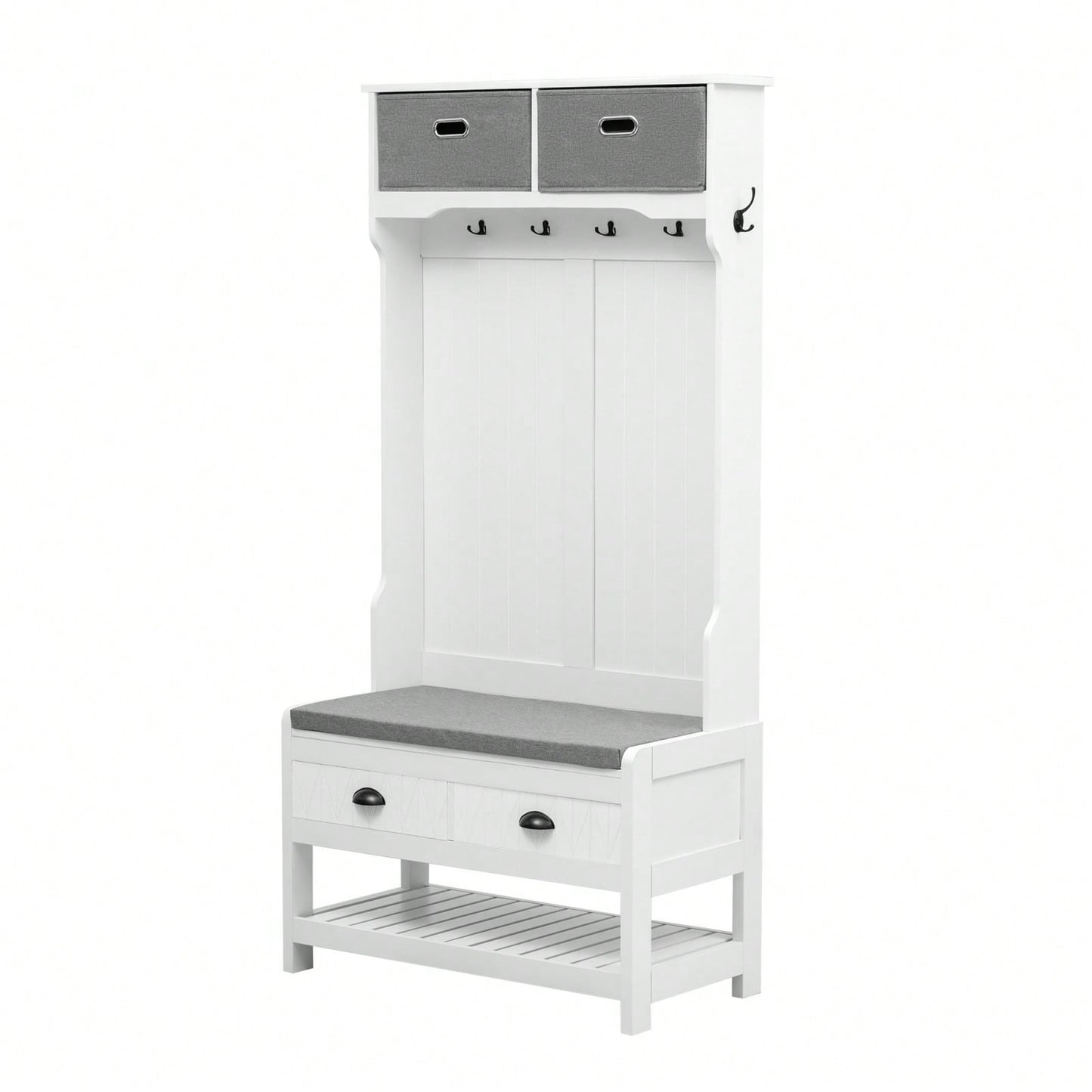Hall Tree With 6 Hooks And Hinged Lid, Coat Hanger, Entryway Bench, Storage Bench, 3-In-1 Design,For Entrance, Hallway