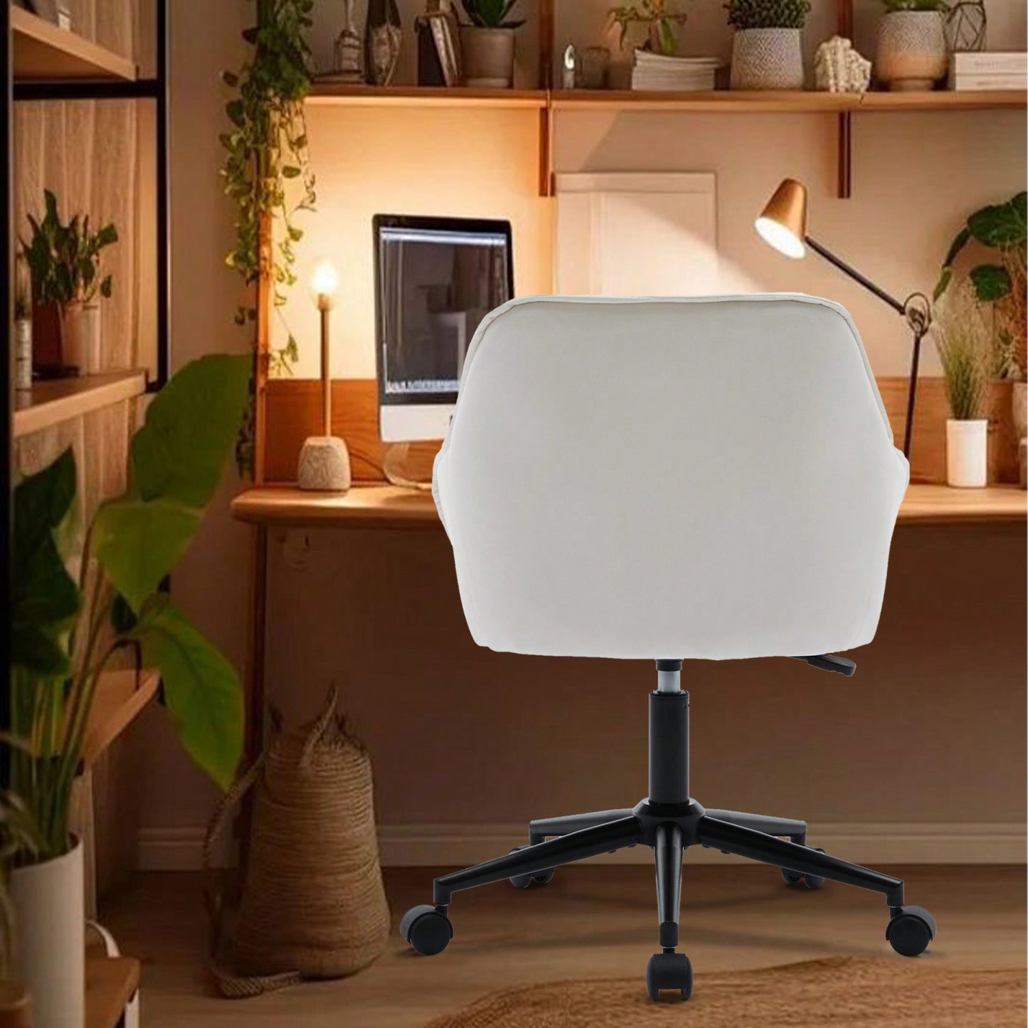 Elegant Velvet Office Chair With Wheels