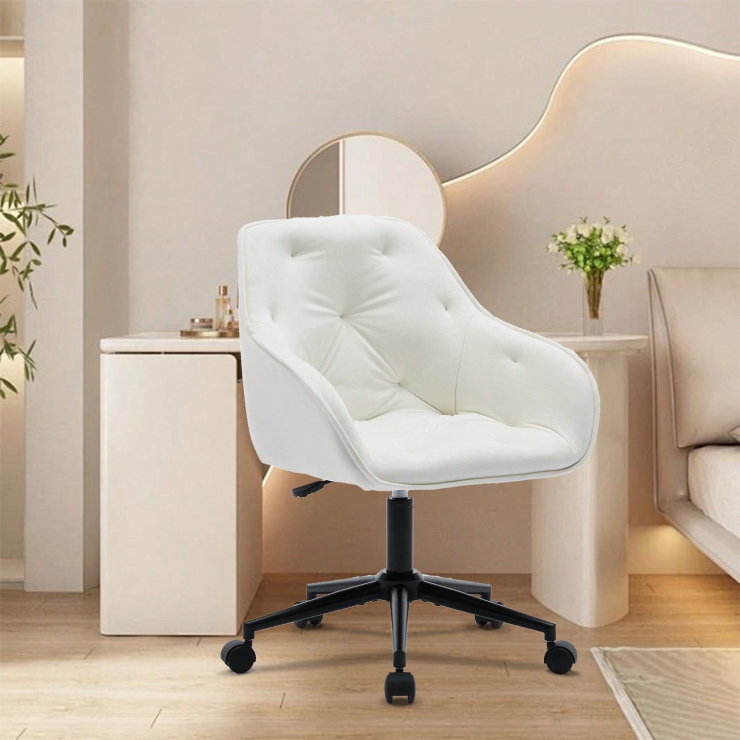 Elegant Velvet Office Chair With Wheels