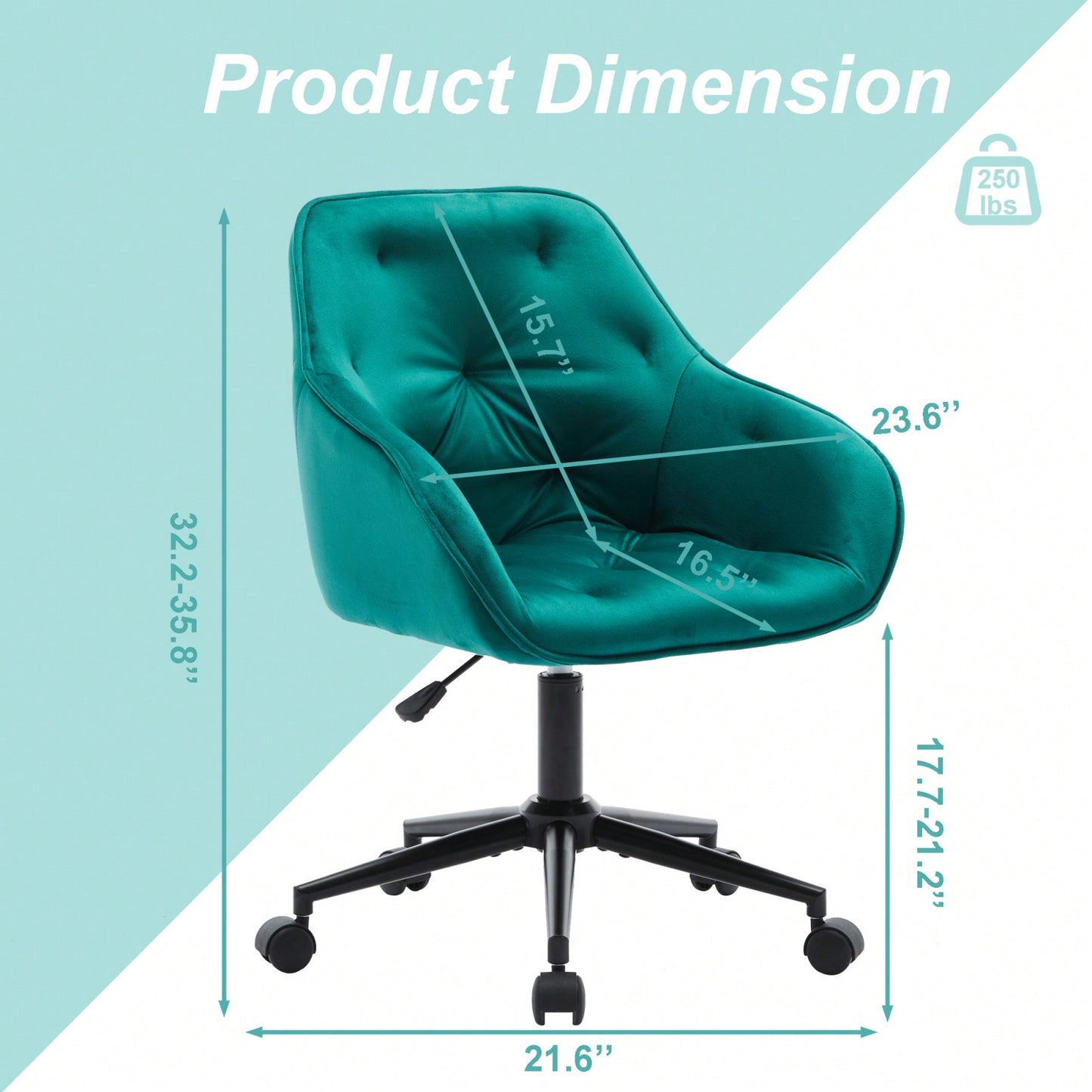 Elegant Velvet Office Chair With Wheels