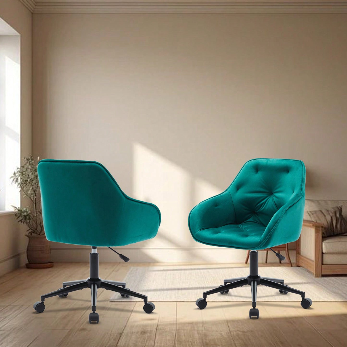 Elegant Velvet Office Chair With Wheels