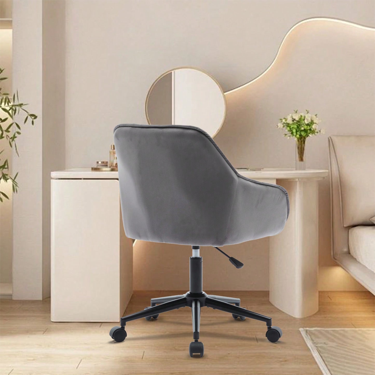 Elegant Velvet Office Chair With Wheels