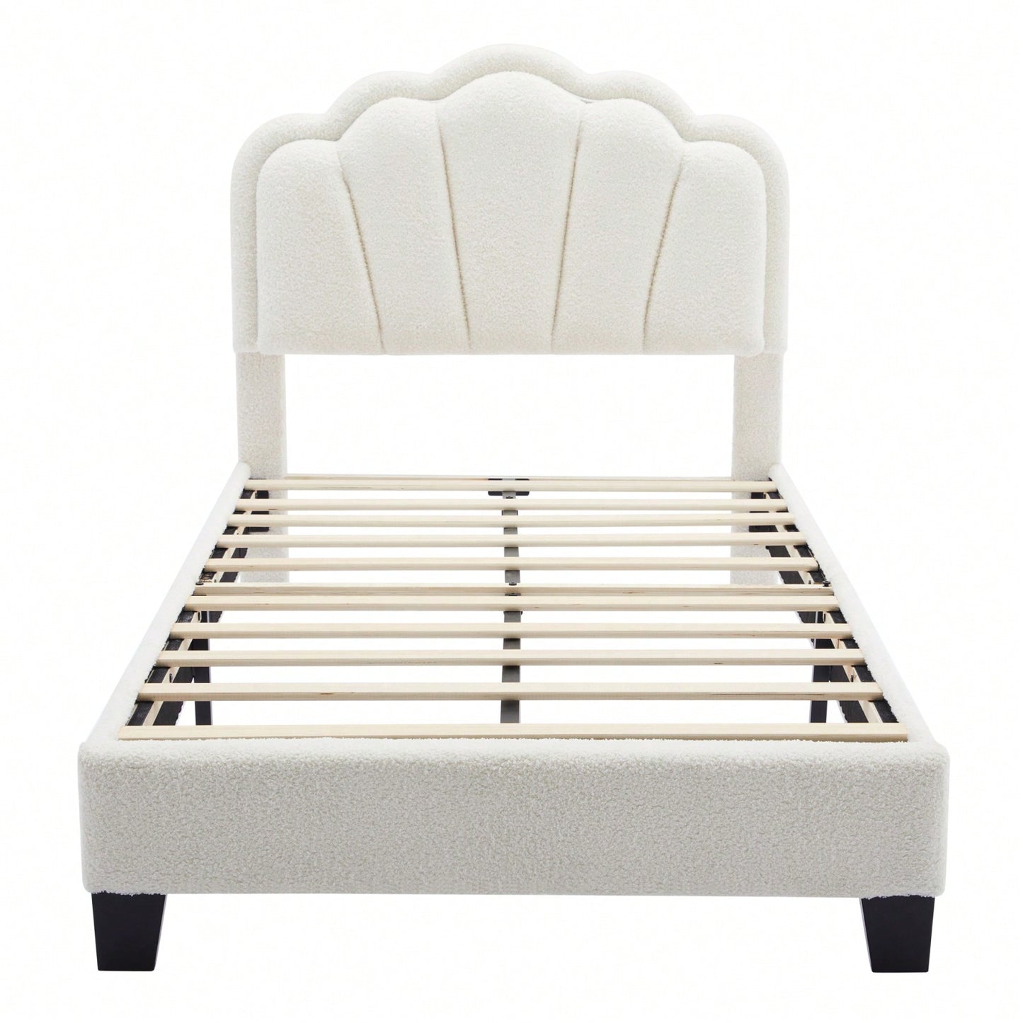 Twin Size Upholstered Flower-Shape Bed Elegant Flower Headboard With LED Light Strip