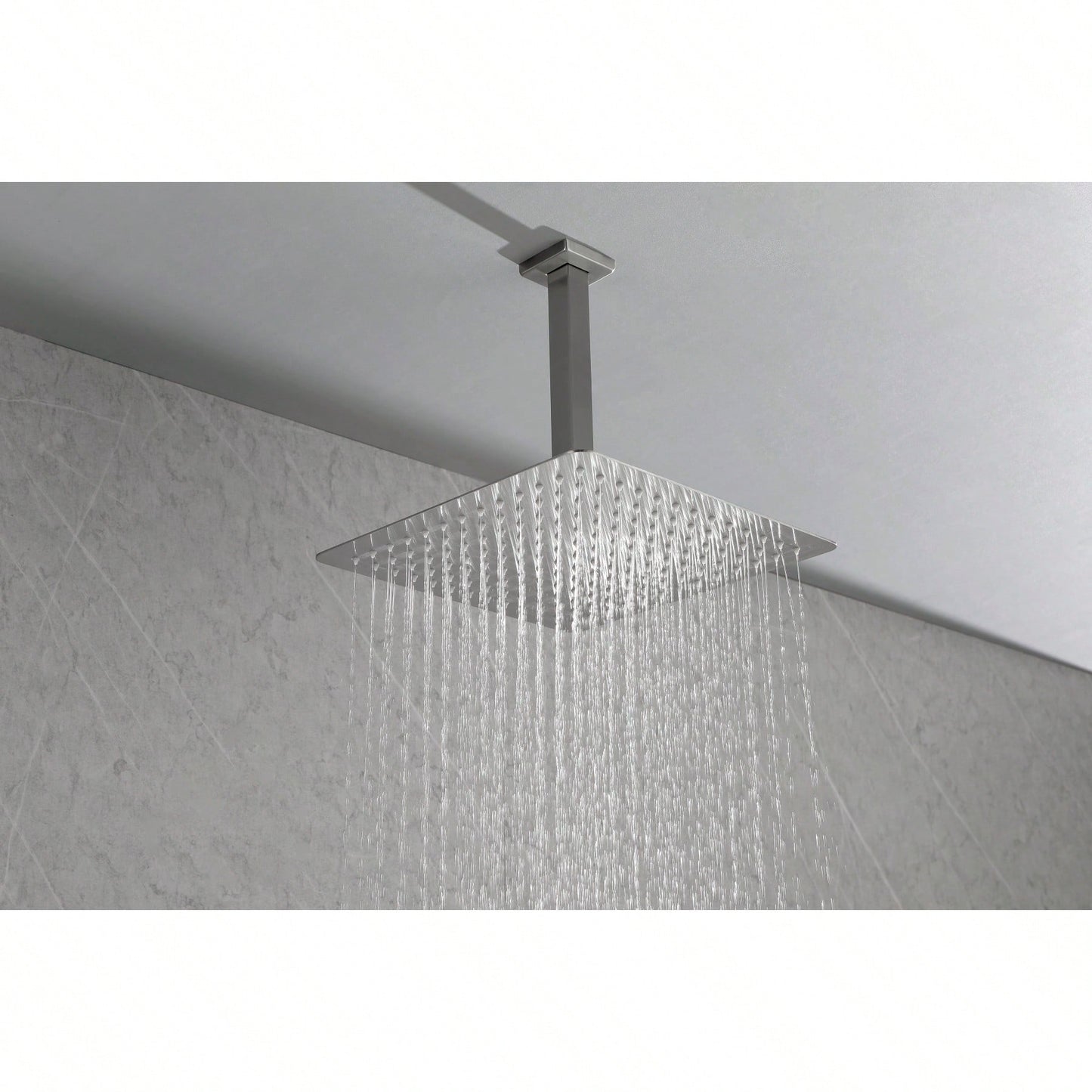 High-Pressure Rainfall Showerhead - Ultra-Thin 304 Stainless Steel With Self-Cleaning Nozzles