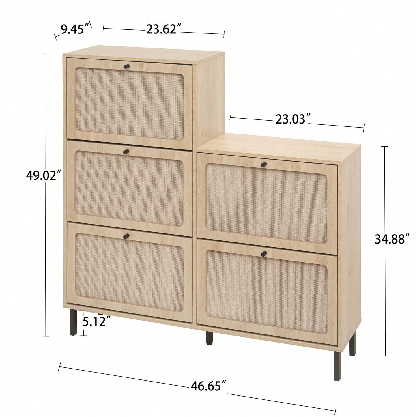 5 Door Shoe Rack, Freestanding Modern Shoe Storage Cabinet, For Entryway