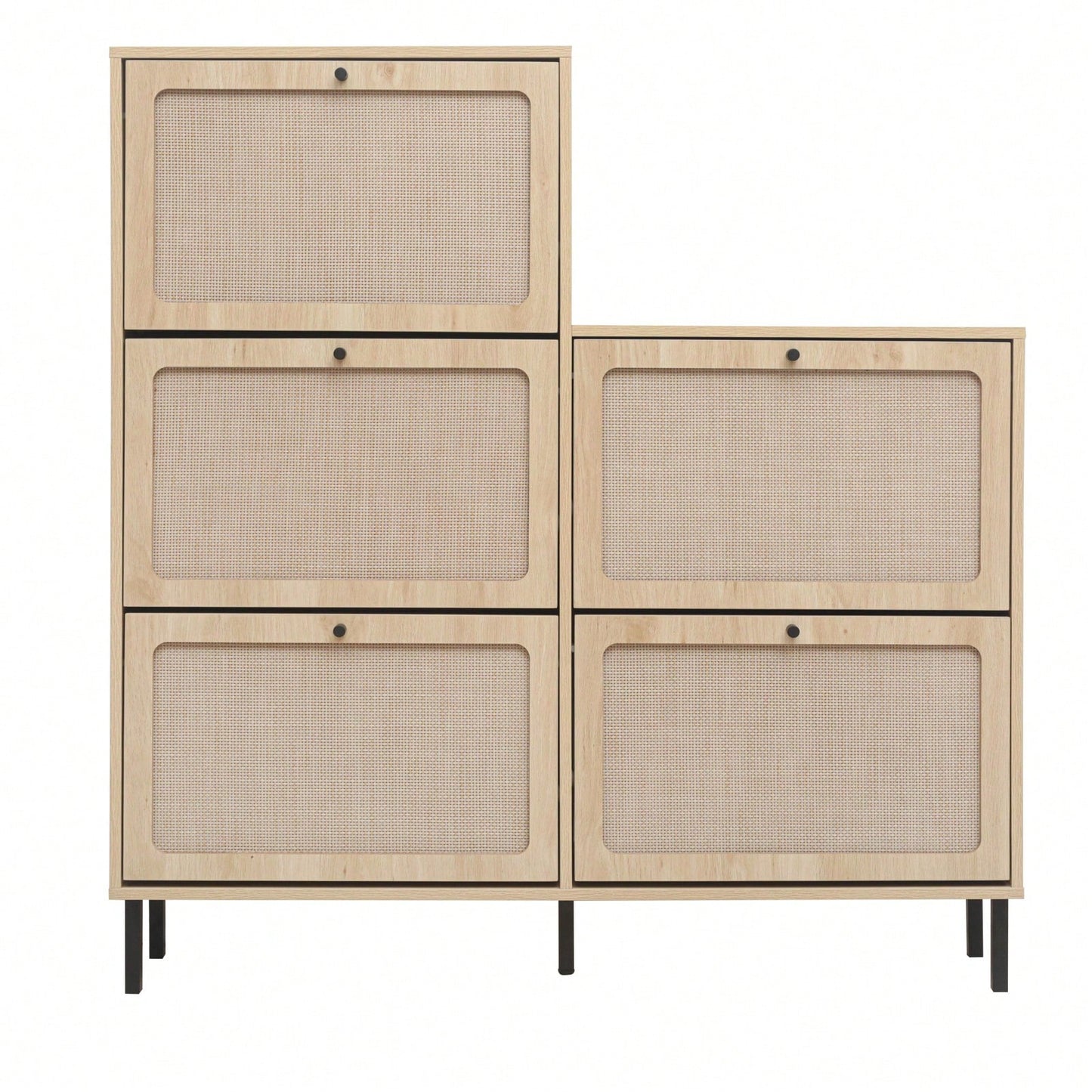 5 Door Shoe Rack, Freestanding Modern Shoe Storage Cabinet, For Entryway