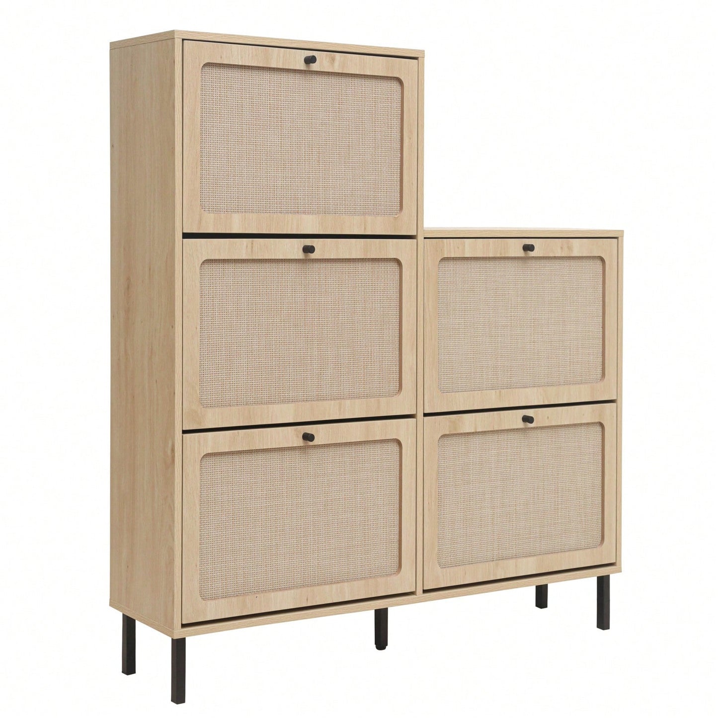 5 Door Shoe Rack, Freestanding Modern Shoe Storage Cabinet, For Entryway