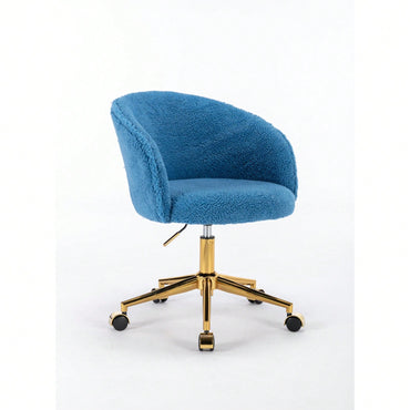 Height Adjustable Faux Fur Office Chair with Wheels Stylish Comfortable Armchair for Bedroom Vanity Supports 240lbs