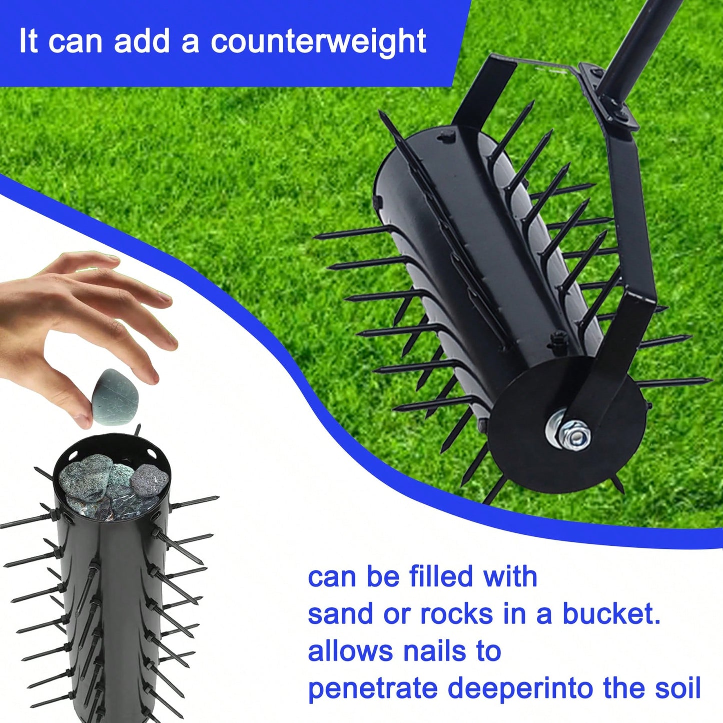 Manual Lawn Aerator with 58 Inch Handle for Enhanced Soil Aeration and Drainage for Healthier Lawns and Gardens