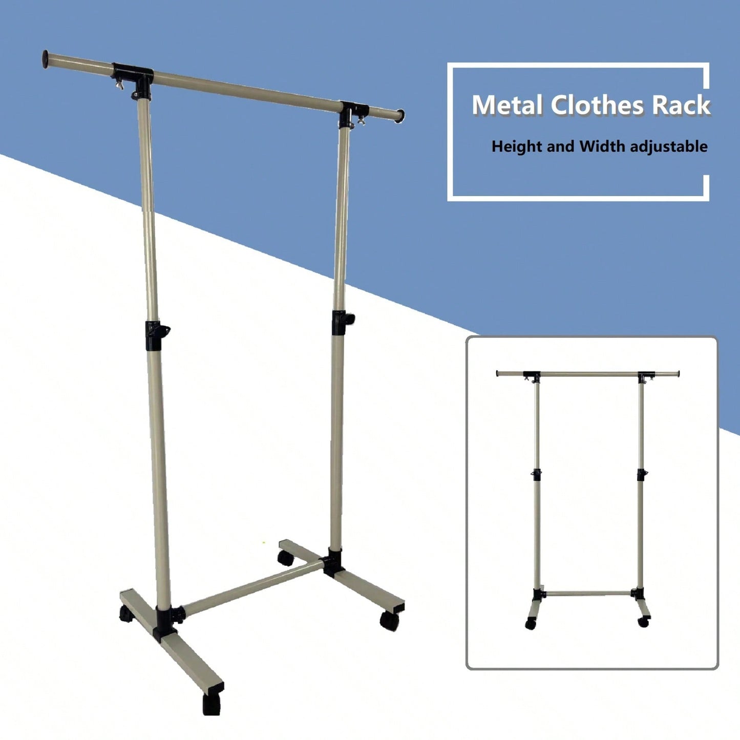 Adjustable Heavy Duty Rolling Clothes Rack with Shelves and Wheels - Holds 80 Garments Ideal for Bedroom and Laundry Room