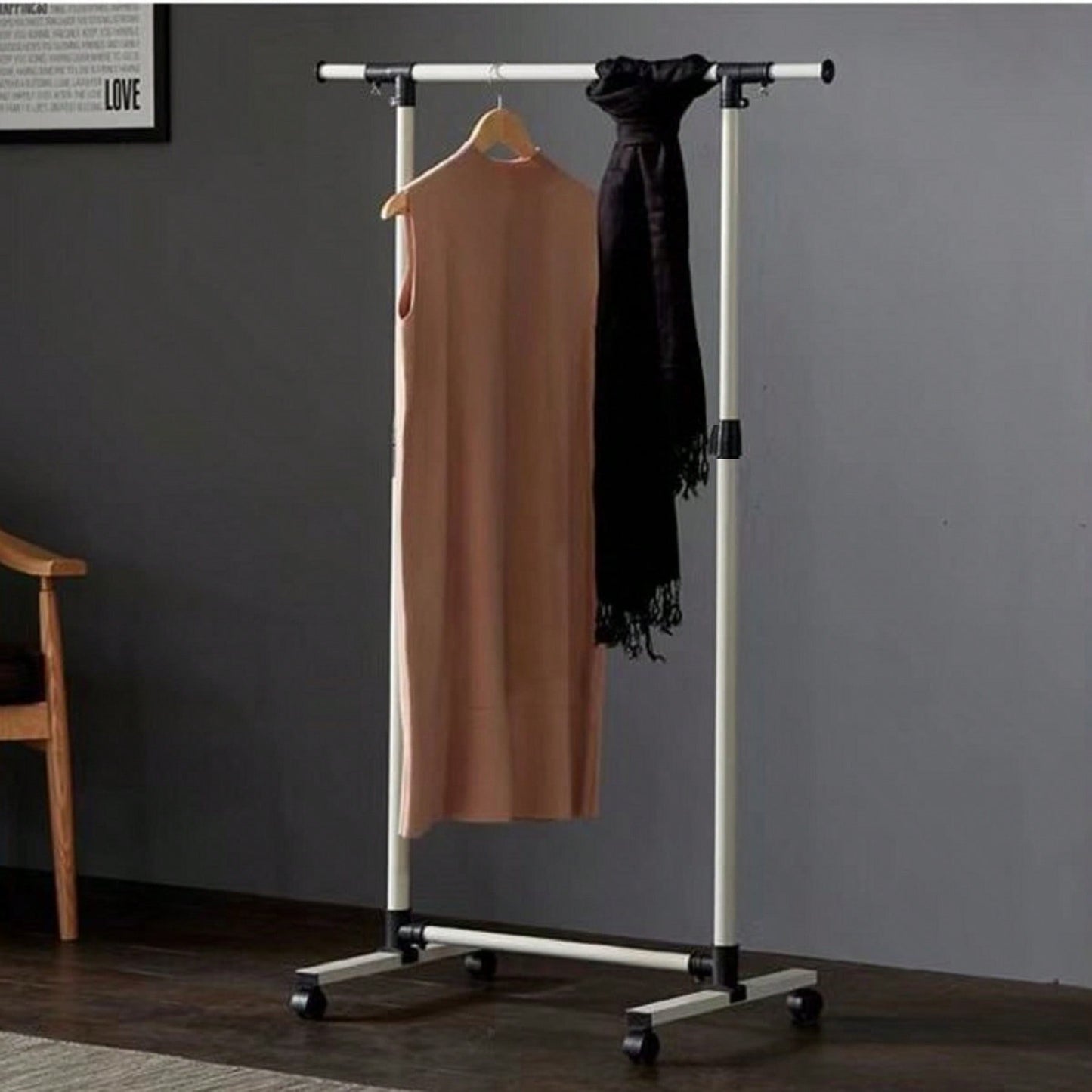 Adjustable Heavy Duty Rolling Clothes Rack with Shelves and Wheels - Holds 80 Garments Ideal for Bedroom and Laundry Room