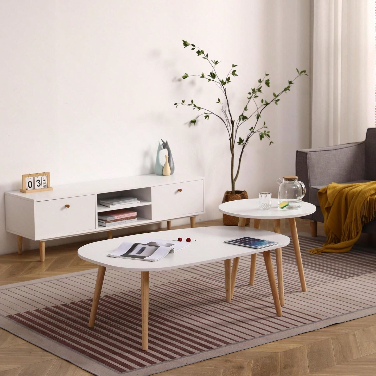 Modern Round Coffee Table – Elegant Design With High Foot And Easy Assembly