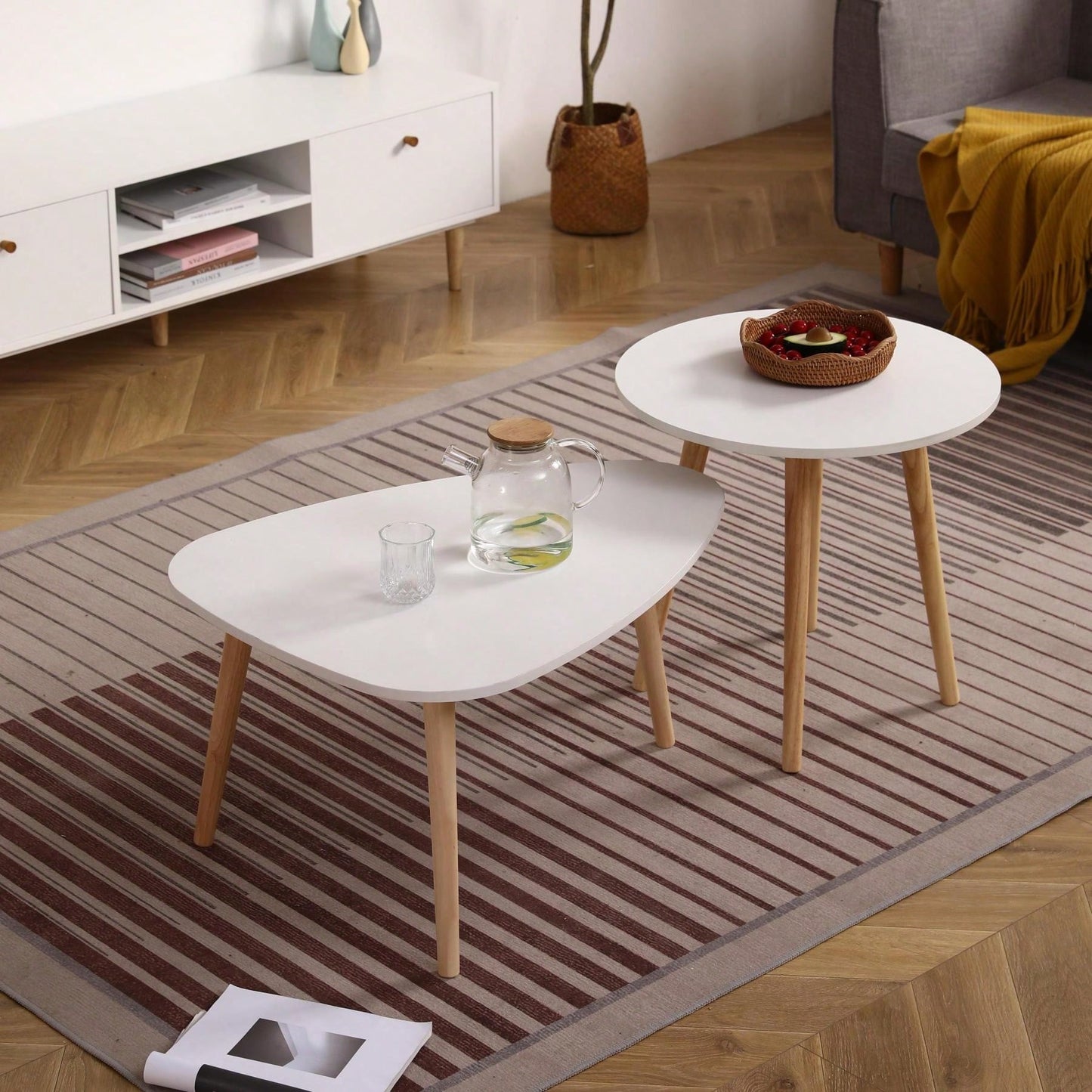Modern Round Coffee Table – Elegant Design With High Foot And Easy Assembly