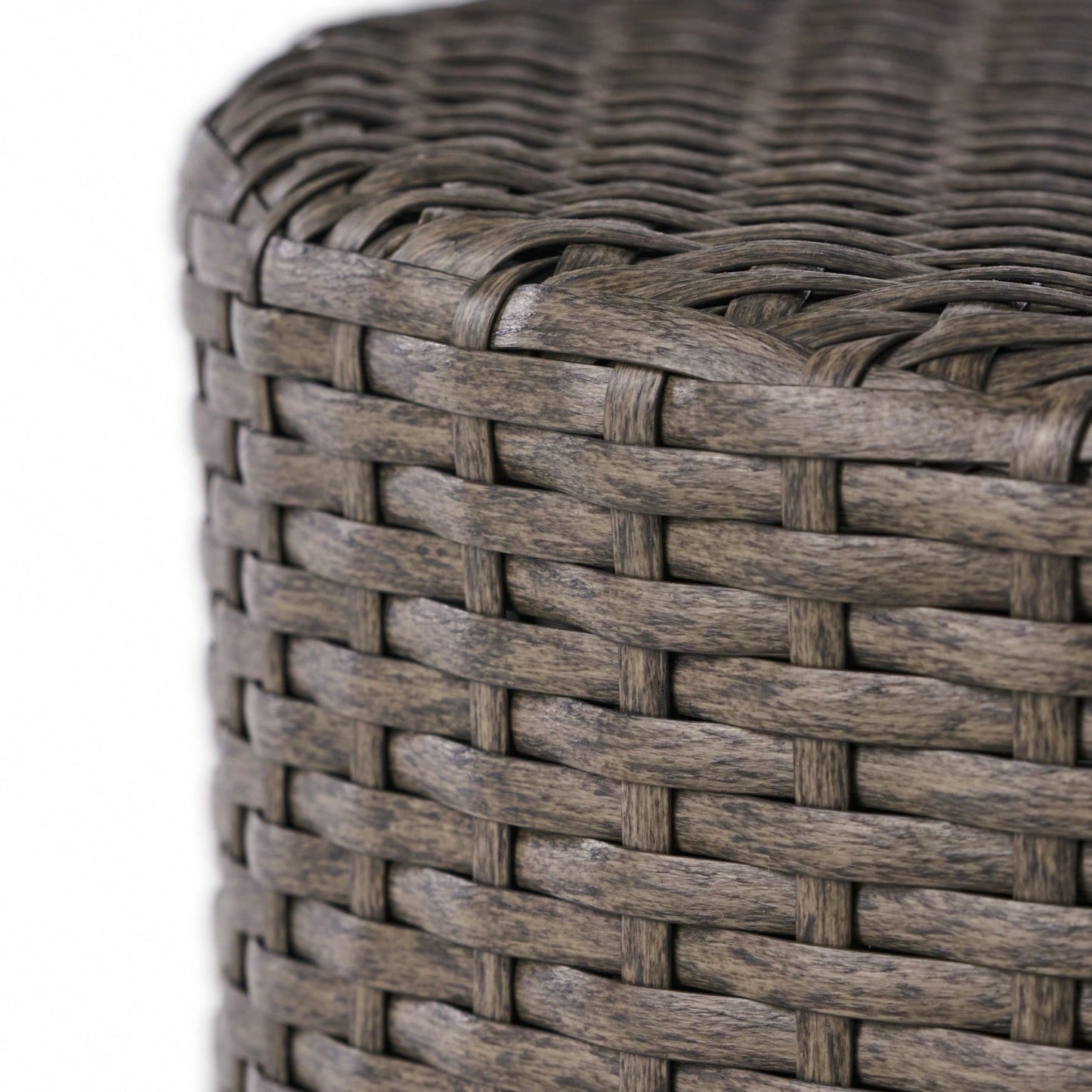 All-Weather PE Rattan Wicker Barrel Side Table with Iron Frame for Garden Balcony Poolside Use