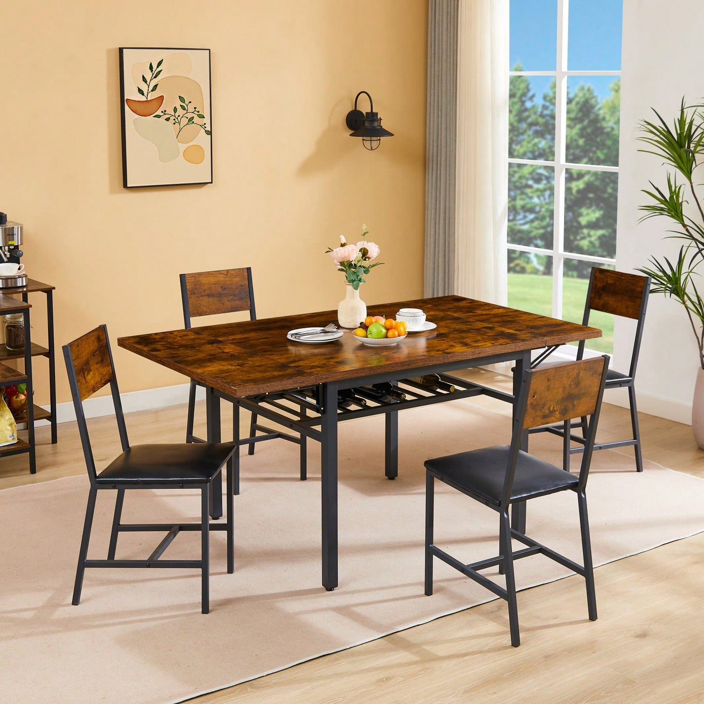 Space-Saving Folding Dining Table 63.2 x 35.5 Adjustable Feet Sturdy Particleboard Steel Seats 4-6 Ideal for Dining Room Work Play