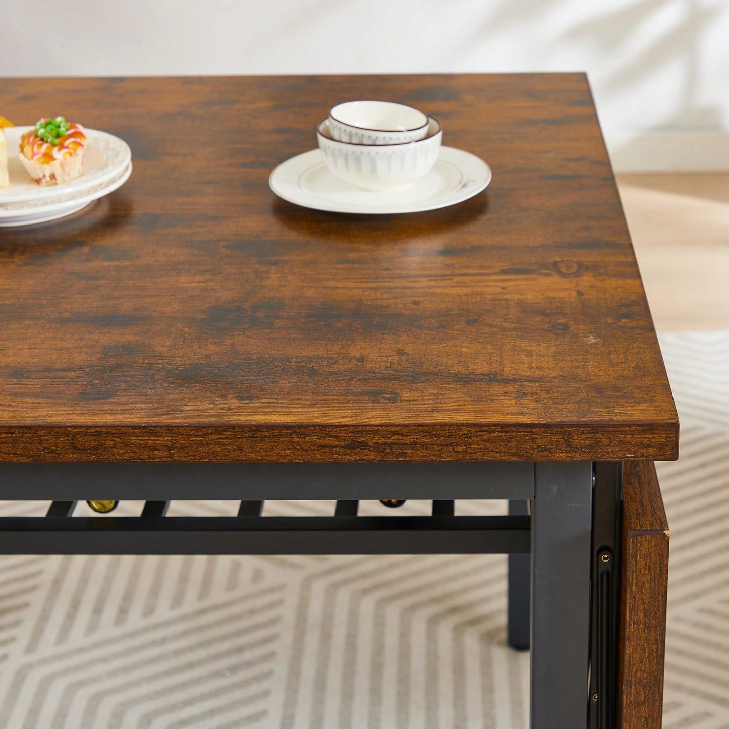 Space-Saving Folding Dining Table 63.2 x 35.5 Adjustable Feet Sturdy Particleboard Steel Seats 4-6 Ideal for Dining Room Work Play