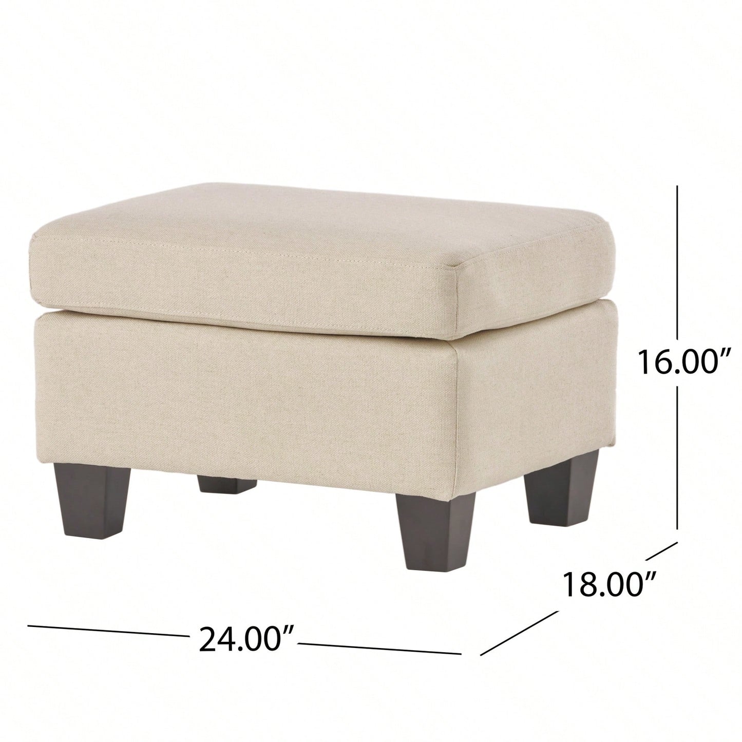Contemporary Springfield Ottoman With Birch Wood Legs - Versatile Upholstered Accent Piece
