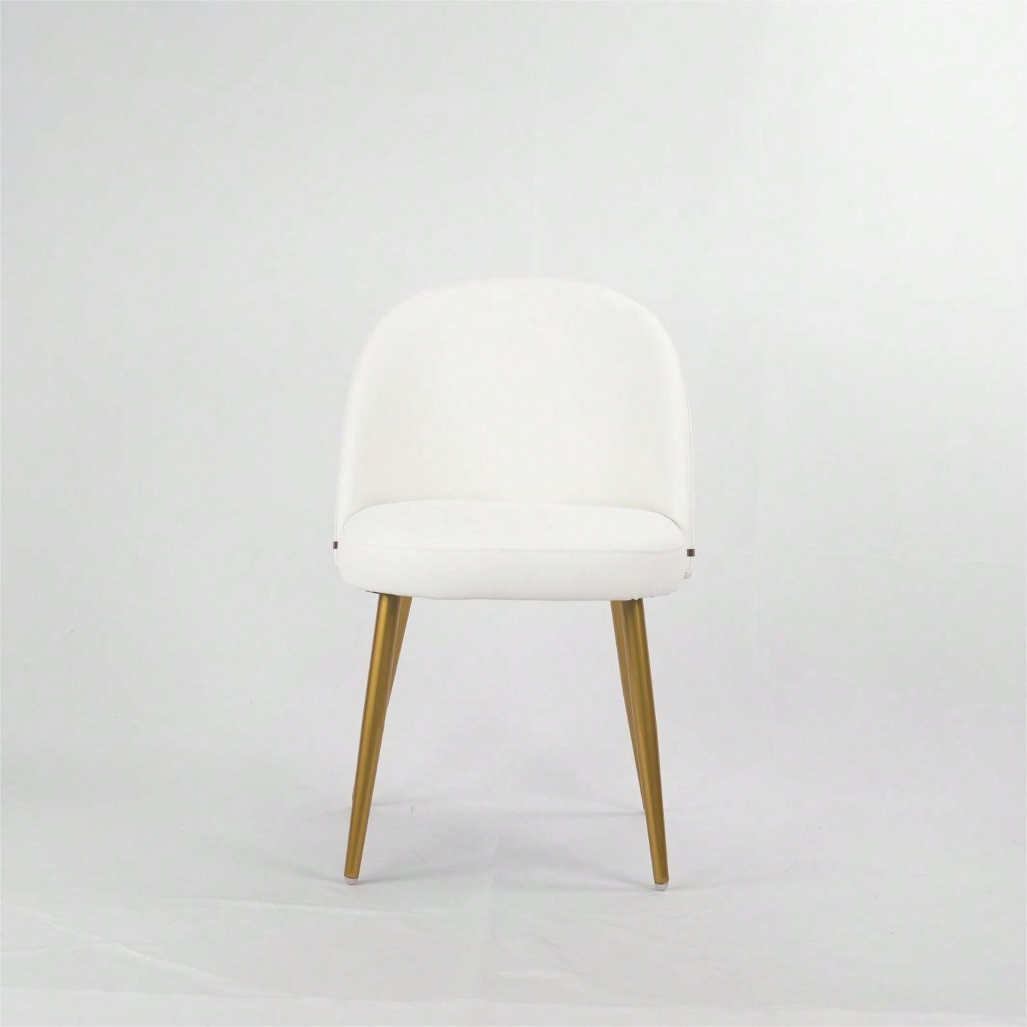 Modern Dining Chair Set of 2 with Metal Legs Waterproof PU Upholstery Thick Cushion Adjustable Foot Pads Gold Accents for Kitchen Room
