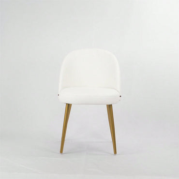Modern Dining Chair Set of 2 with Metal Legs Waterproof PU Upholstery Thick Cushion Adjustable Foot Pads Gold Accents for Kitchen Room
