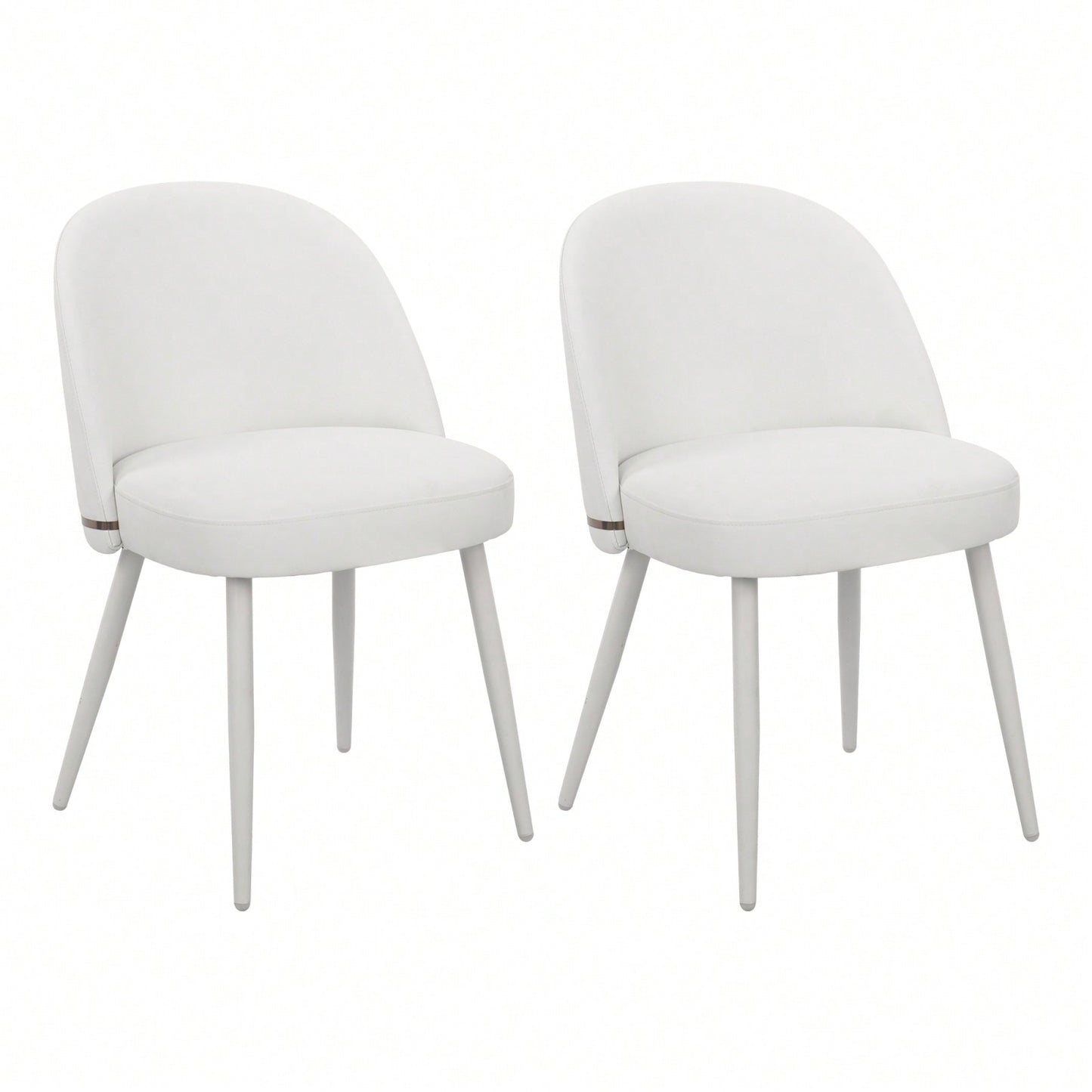 Modern Dining Chair Set of 2 with Metal Legs Waterproof PU Upholstery Thick Cushion Adjustable Foot Pads Gold Accents for Kitchen Room