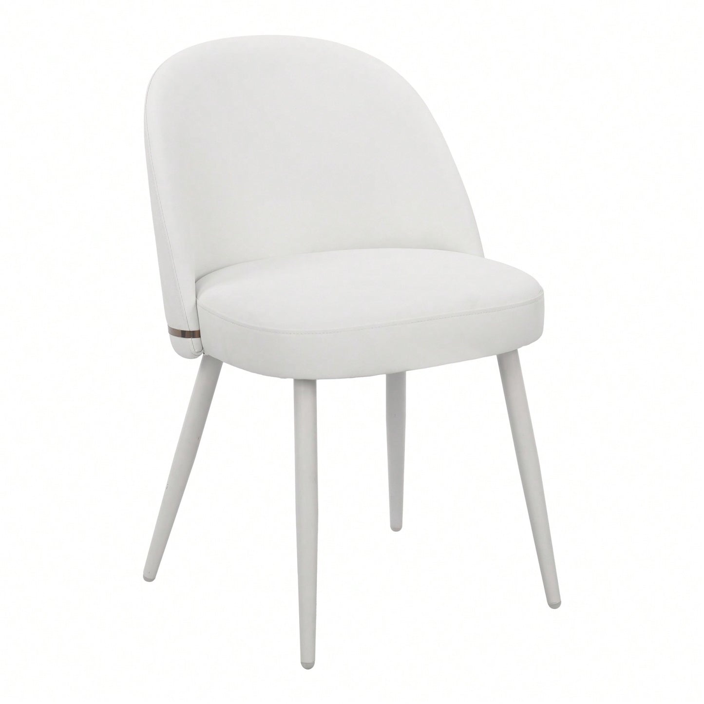 Modern Dining Chair Set of 2 with Metal Legs Waterproof PU Upholstery Thick Cushion Adjustable Foot Pads Gold Accents for Kitchen Room
