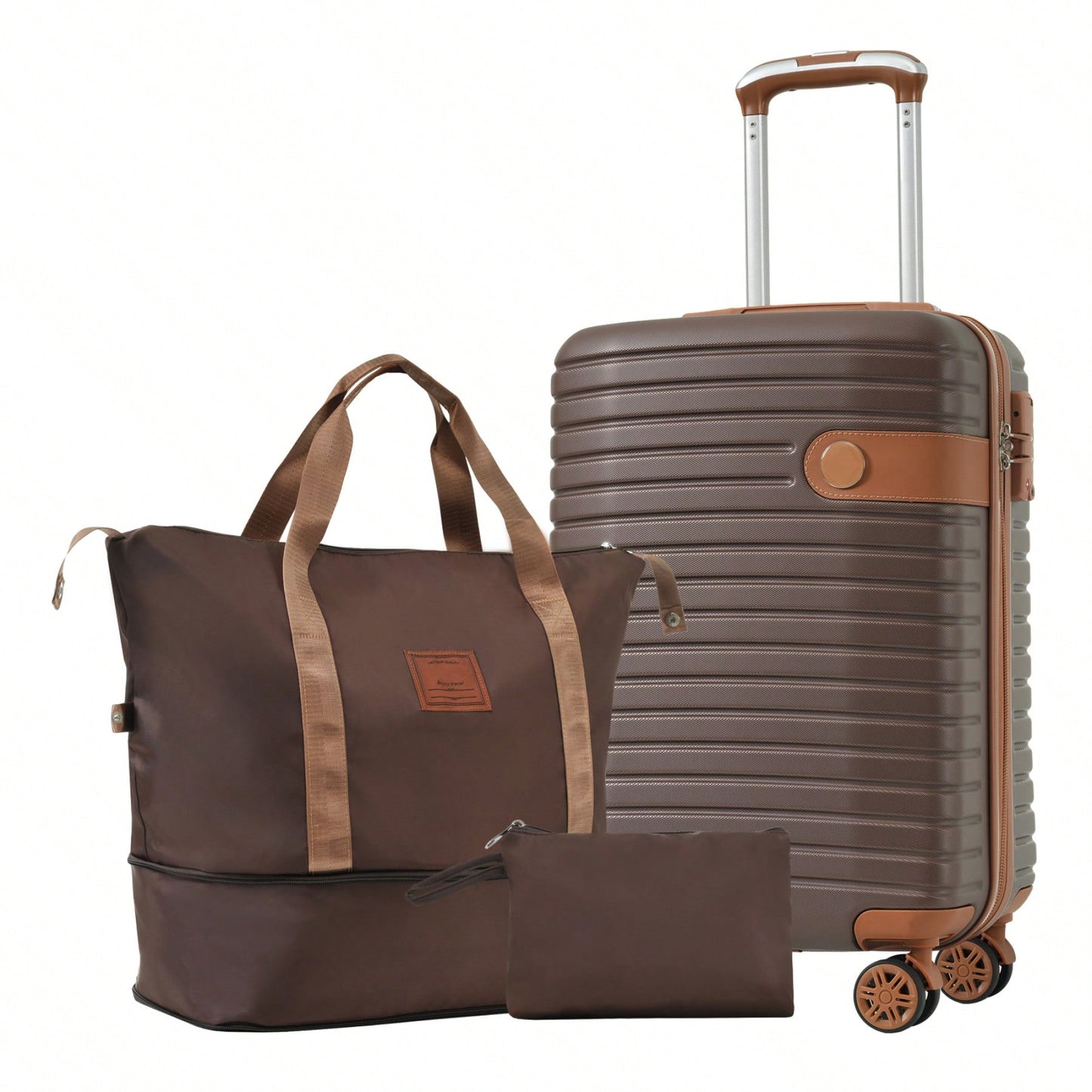 Lightweight 3 Piece Hardshell Carry On Luggage Set with 20 Inch Suitcase Weekender Bag and Toiletry Organizer 360° Wheels