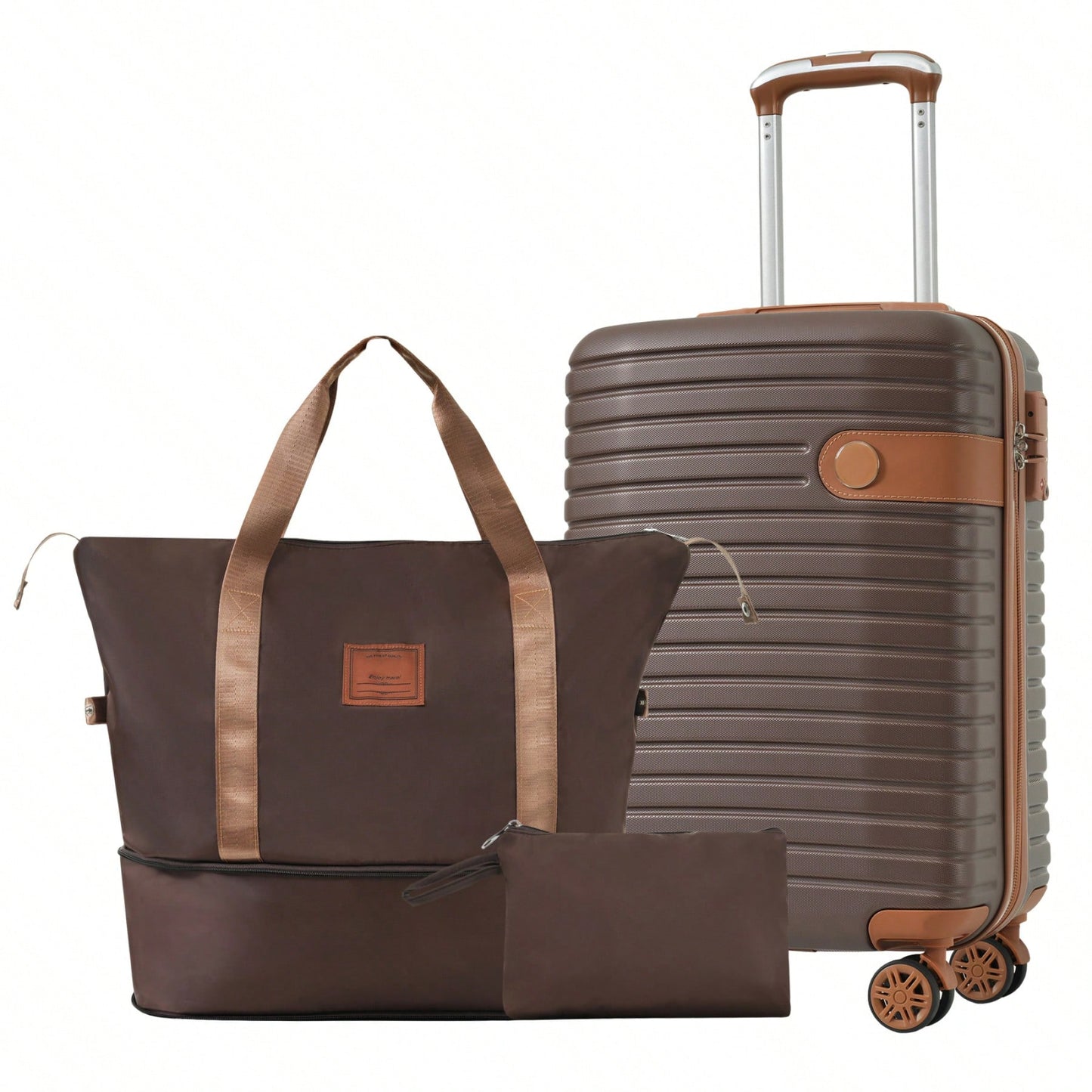 Lightweight 3 Piece Hardshell Carry On Luggage Set with 20 Inch Suitcase Weekender Bag and Toiletry Organizer 360° Wheels
