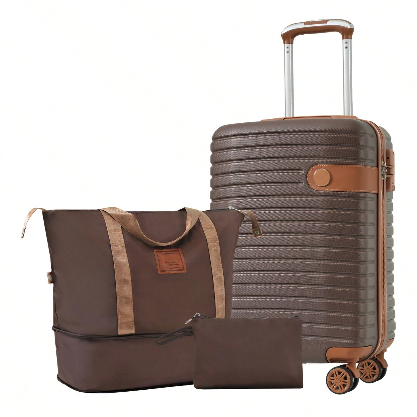 Lightweight 3 Piece Hardshell Carry On Luggage Set with 20 Inch Suitcase Weekender Bag and Toiletry Organizer 360° Wheels