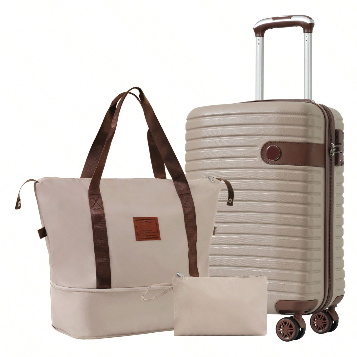 Lightweight 3 Piece Hardshell Carry On Luggage Set with 20 Inch Suitcase Weekender Bag and Toiletry Organizer 360° Wheels