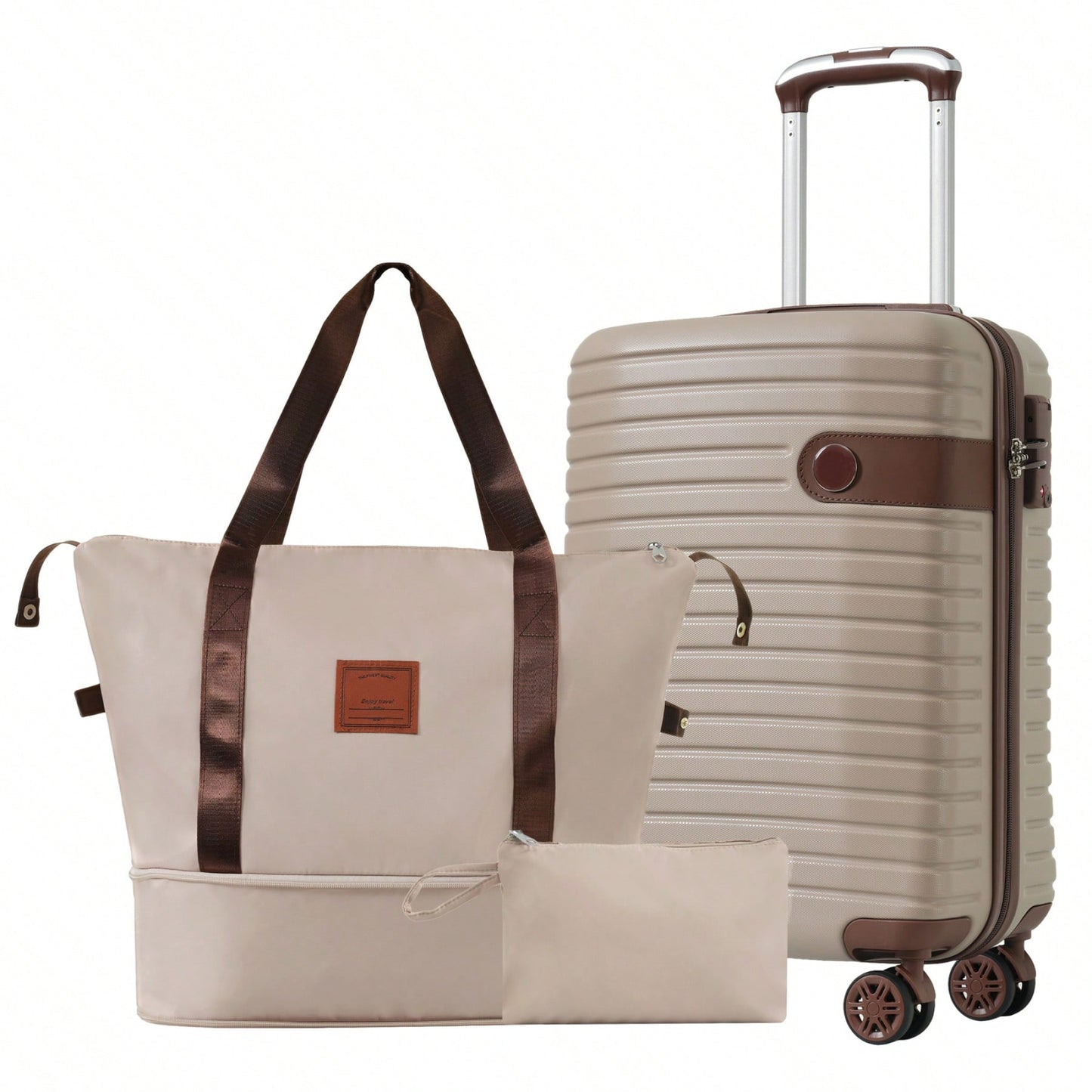 Lightweight 3 Piece Hardshell Carry On Luggage Set with 20 Inch Suitcase Weekender Bag and Toiletry Organizer 360° Wheels