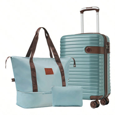 Lightweight 3 Piece Hardshell Carry On Luggage Set with 20 Inch Suitcase Weekender Bag and Toiletry Organizer 360° Wheels