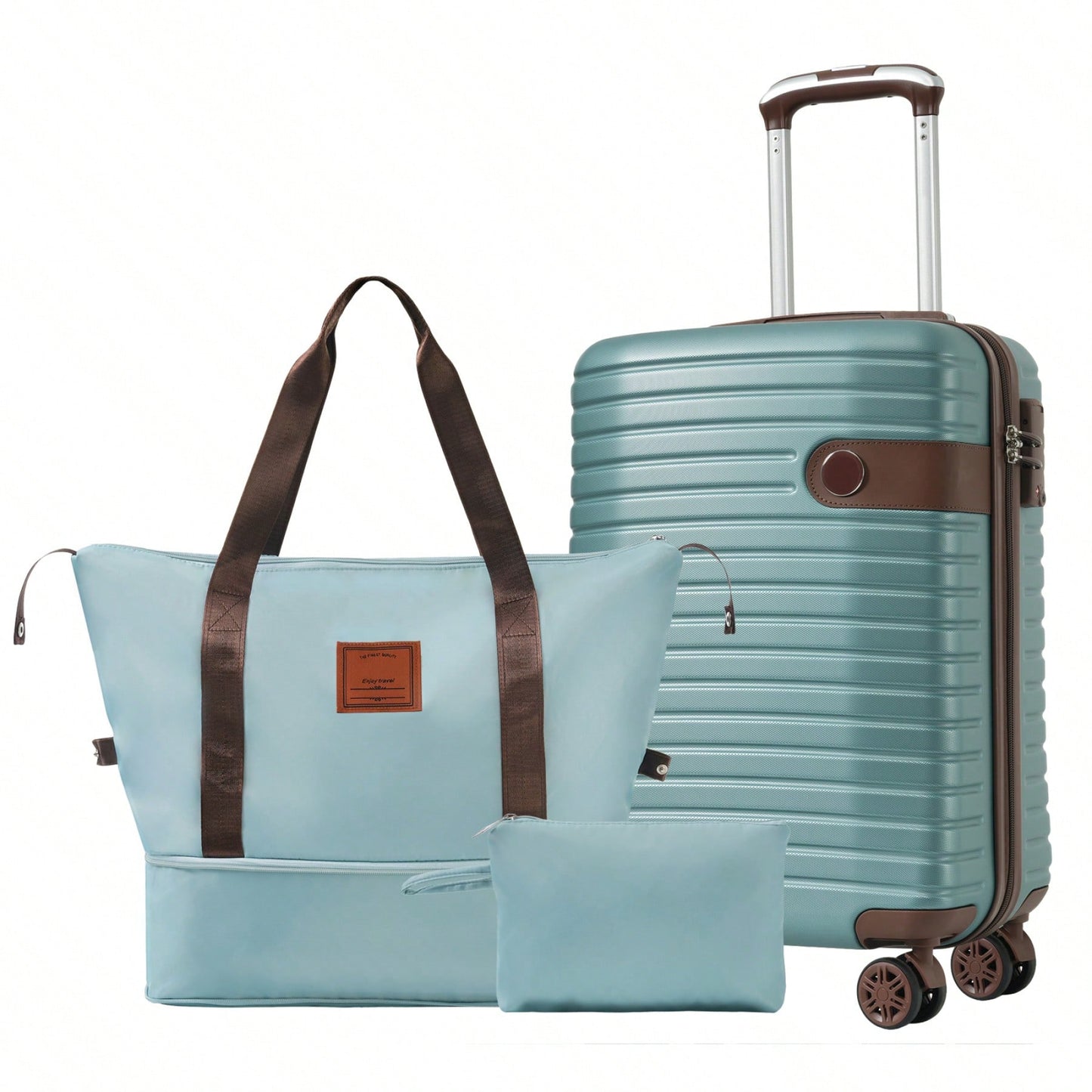 Lightweight 3 Piece Hardshell Carry On Luggage Set with 20 Inch Suitcase Weekender Bag and Toiletry Organizer 360° Wheels