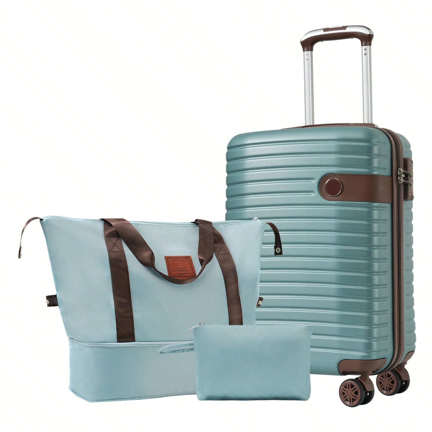 Lightweight 3 Piece Hardshell Carry On Luggage Set with 20 Inch Suitcase Weekender Bag and Toiletry Organizer 360° Wheels