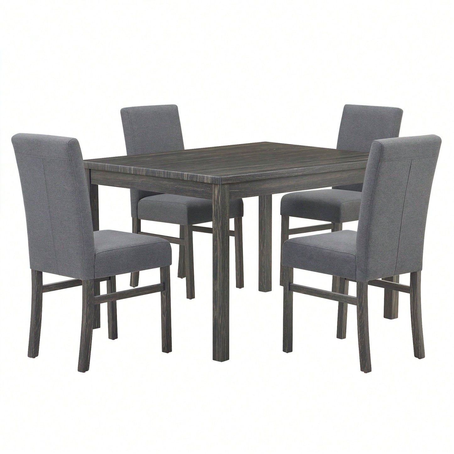 Modern Rectangular Dining Table with Solid Wood Legs and High-Resilience Foam Chairs for Small Spaces and Kitchens