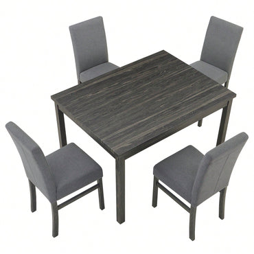 Modern Rectangular Dining Table with Solid Wood Legs and High-Resilience Foam Chairs for Small Spaces and Kitchens