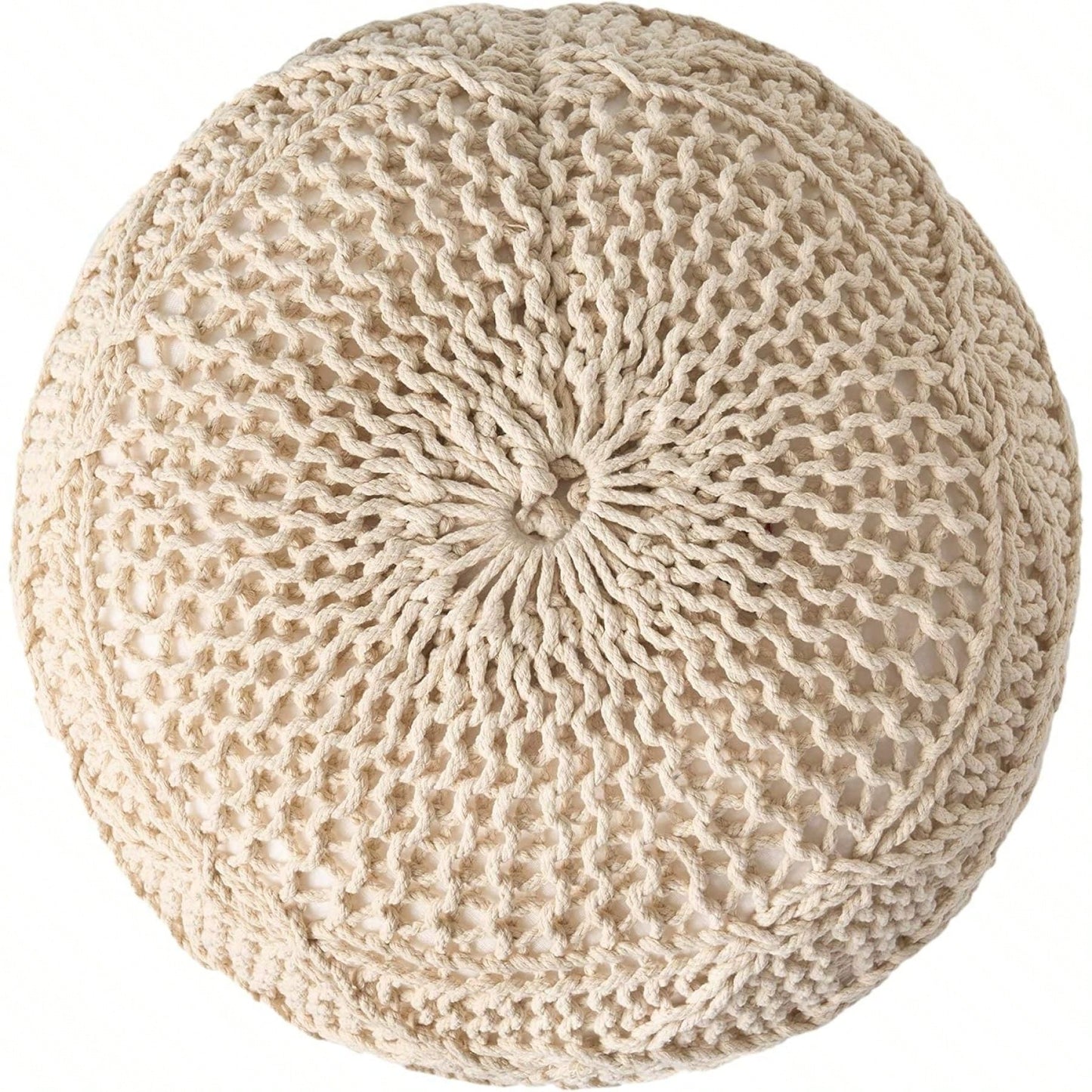 Cozy 20x20 Knitted Wool Round Pouf Soft Cotton Fiber Footrest for Modern Nursery and Living Room Decor