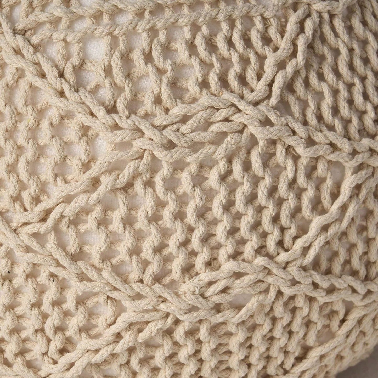 Cozy 20x20 Knitted Wool Round Pouf Soft Cotton Fiber Footrest for Modern Nursery and Living Room Decor