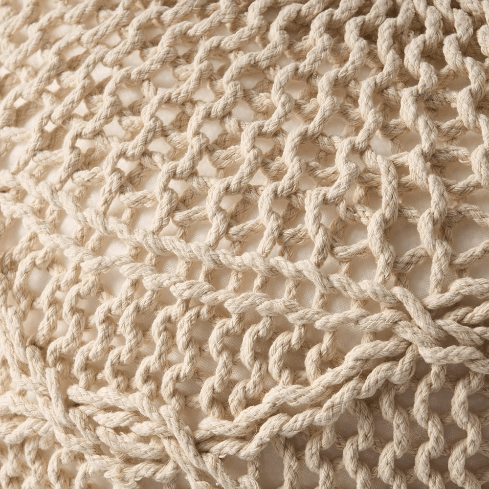 Cozy 20x20 Knitted Wool Round Pouf Soft Cotton Fiber Footrest for Modern Nursery and Living Room Decor