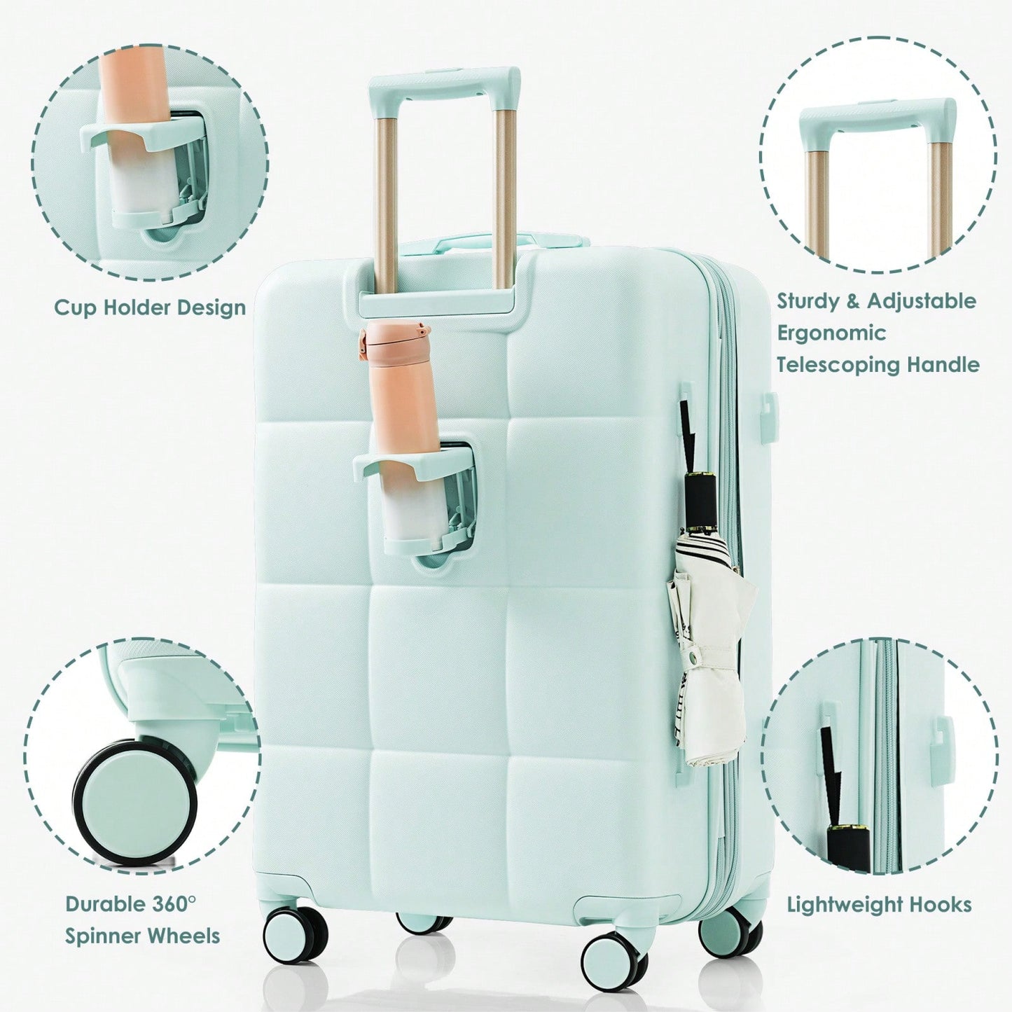 3-Piece Luggage Set with USB Port Airline Approved 20-Inch Carry-On Expandable 24 and 28-Inch Hardshell Spinner Wheels Durable ABS Material