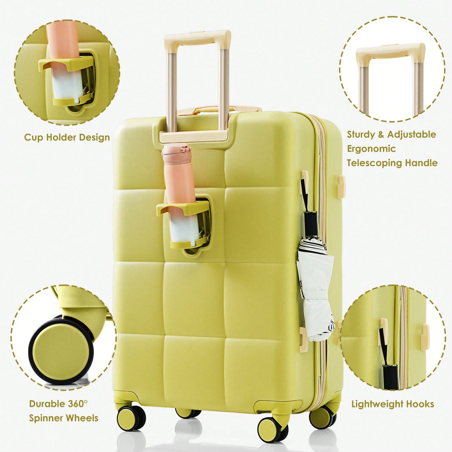 3-Piece Luggage Set with USB Port Airline Approved 20-Inch Carry-On Expandable 24 and 28-Inch Hardshell Spinner Wheels Durable ABS Material