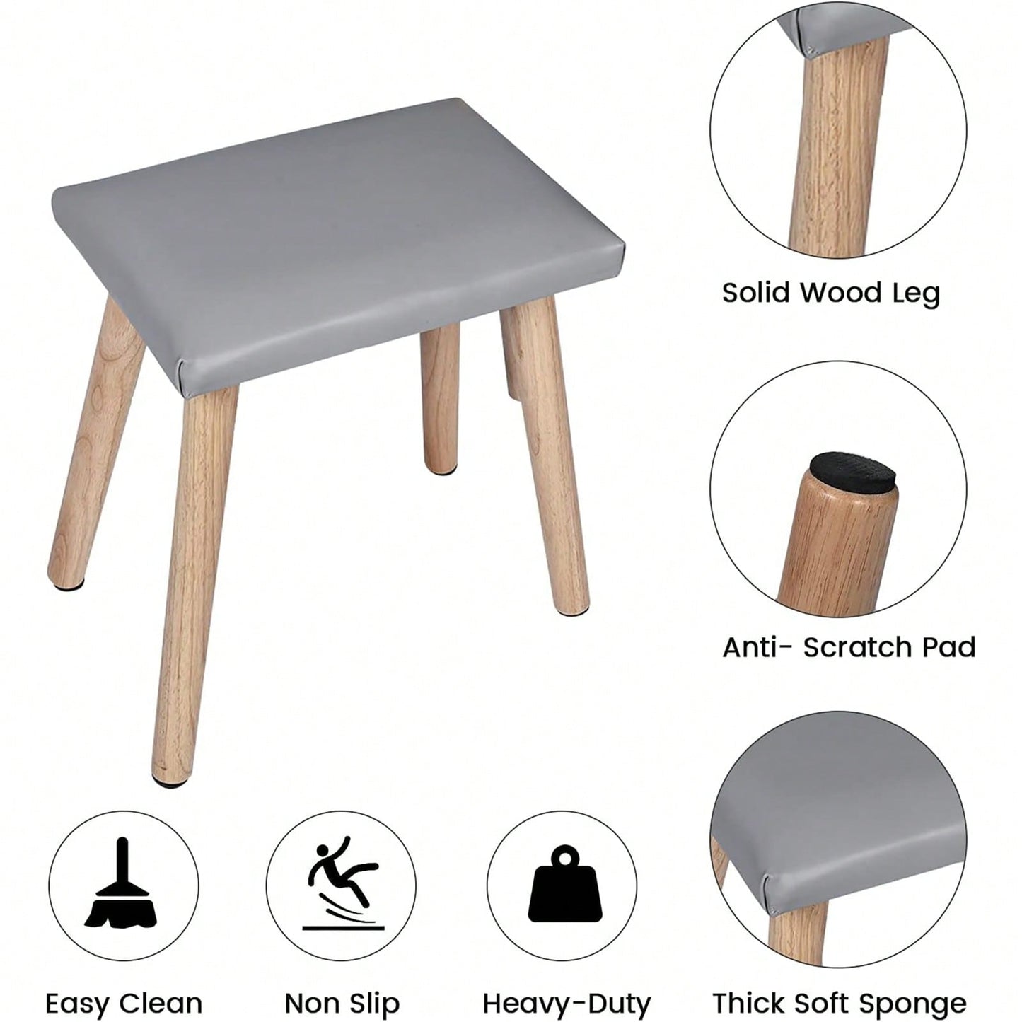 Adjustable Brightness Vanity Table Set with Cushioned Stool and Makeup Organizer Solid Wood Legs 3 Lighting Options Perfect Gift