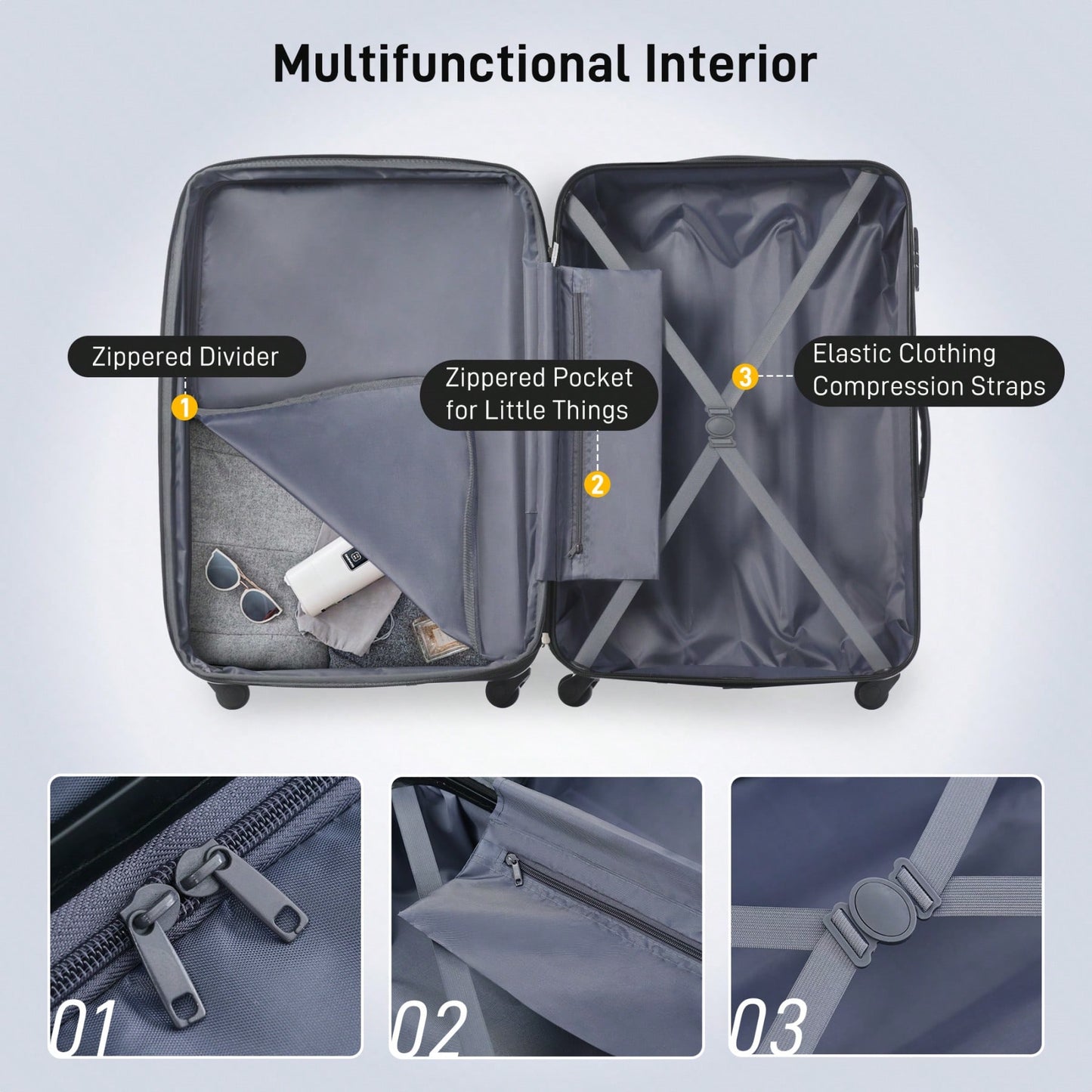Durable 2 Piece Expandable Hardshell Luggage Set with TSA Lock 20 and 24 Inch Spinner Suitcases for Hassle-Free Travel