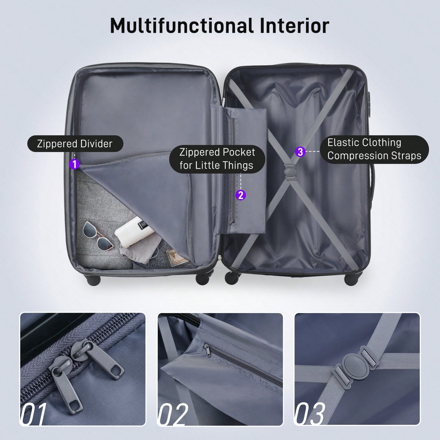 Durable 2 Piece Expandable Hardshell Luggage Set with TSA Lock 20 and 24 Inch Spinner Suitcases for Hassle-Free Travel