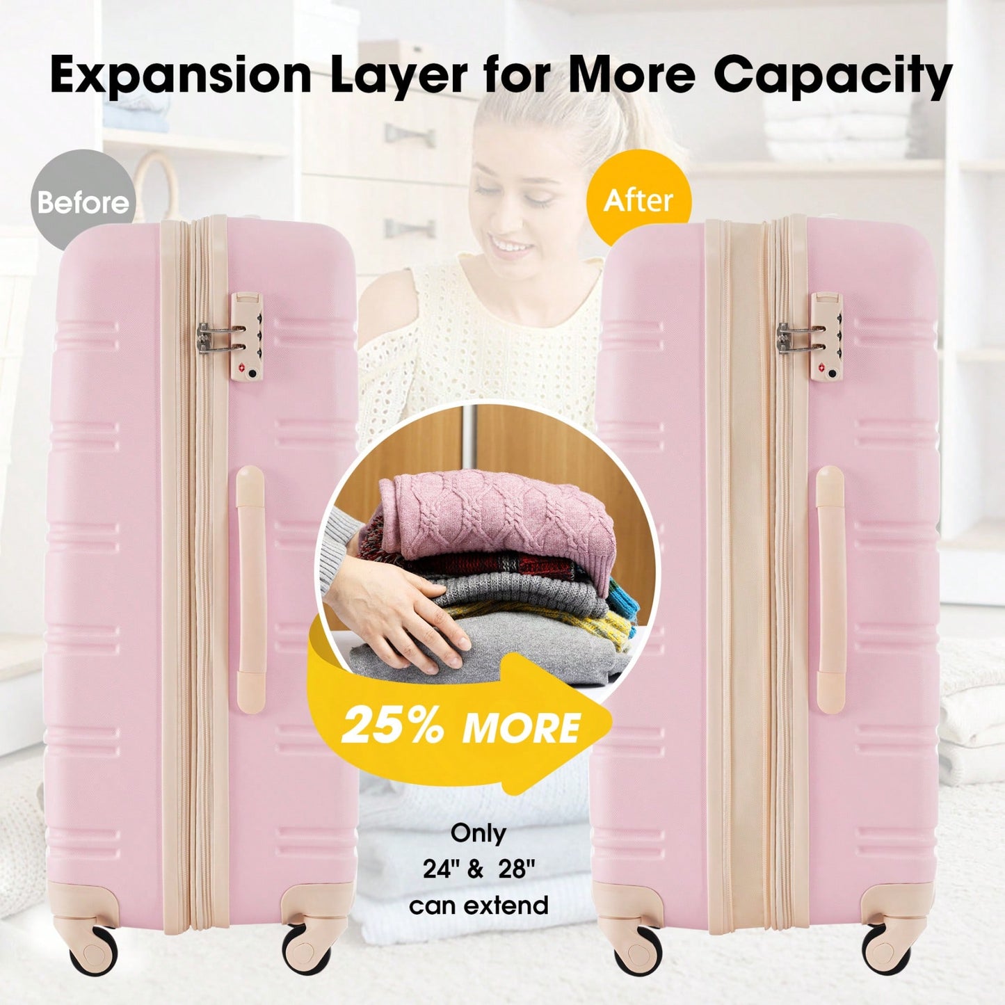 Durable 2 Piece Expandable Hardshell Luggage Set with TSA Lock 20 and 24 Inch Spinner Suitcases for Hassle-Free Travel