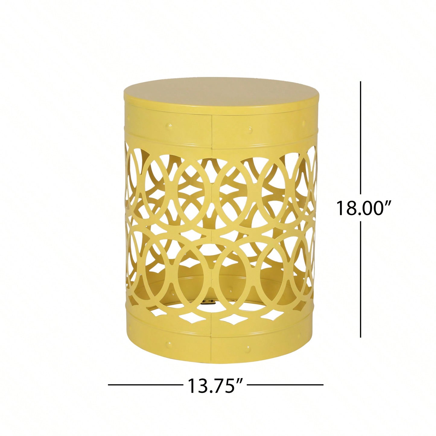 Modern Round Iron Cut Accent Table Powder-Coated Metal Side Table for Living Room and Bedroom No Assembly Required