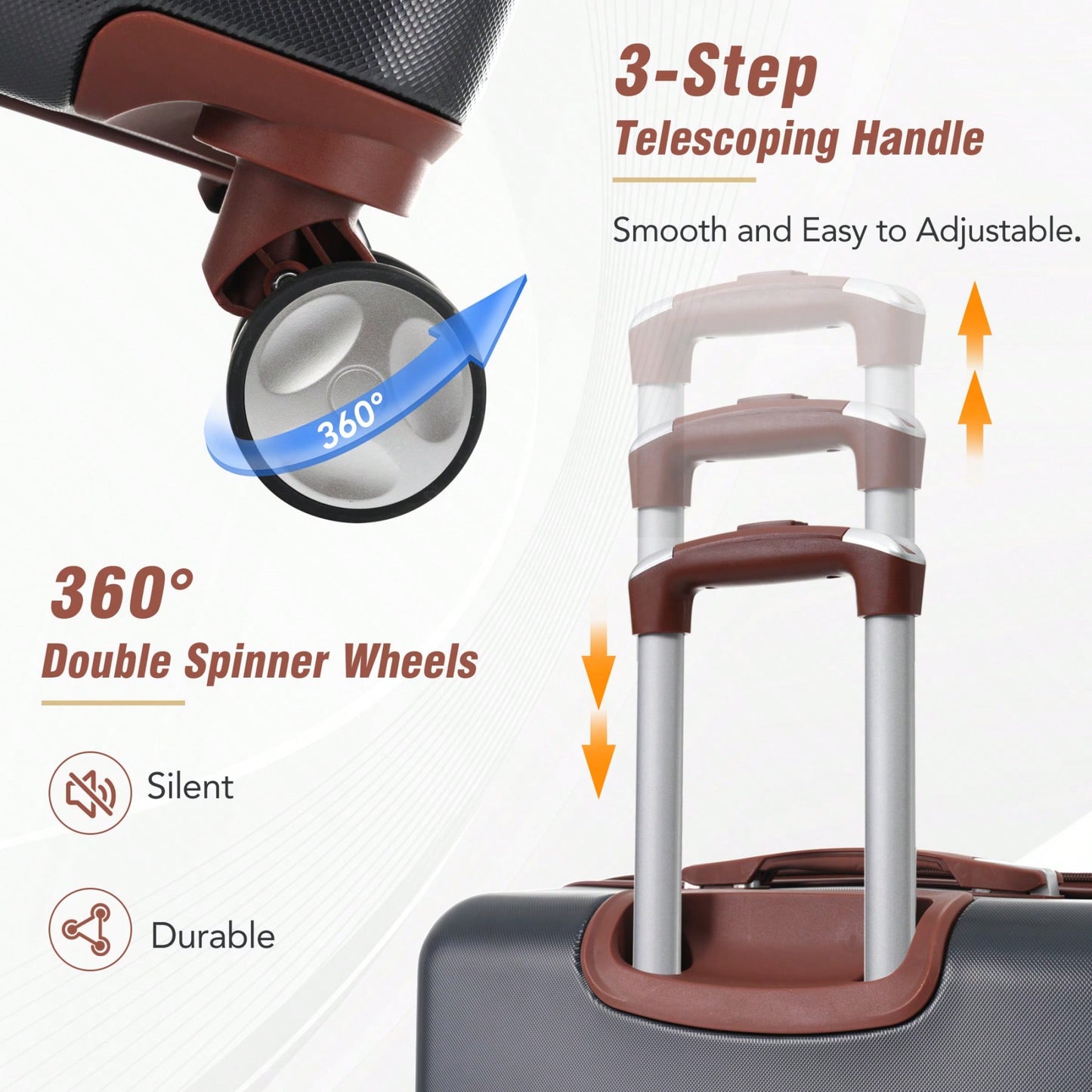 3 Piece Expandable Hardside Luggage Set with TSA Lock 20 24 Inch Suitcases and Cosmetic Case Lightweight Durable ABS 360 Degree Wheels